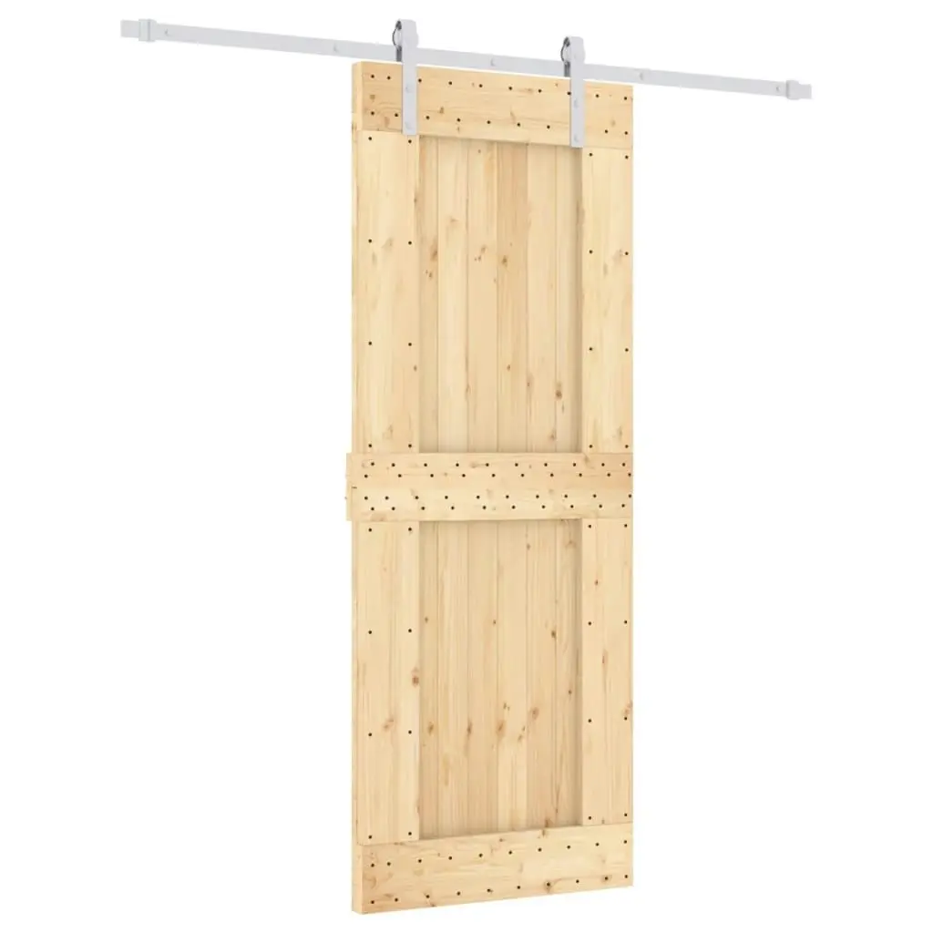 Sliding Door with Hardware Set 80x210 cm Solid Wood Pine 3203033