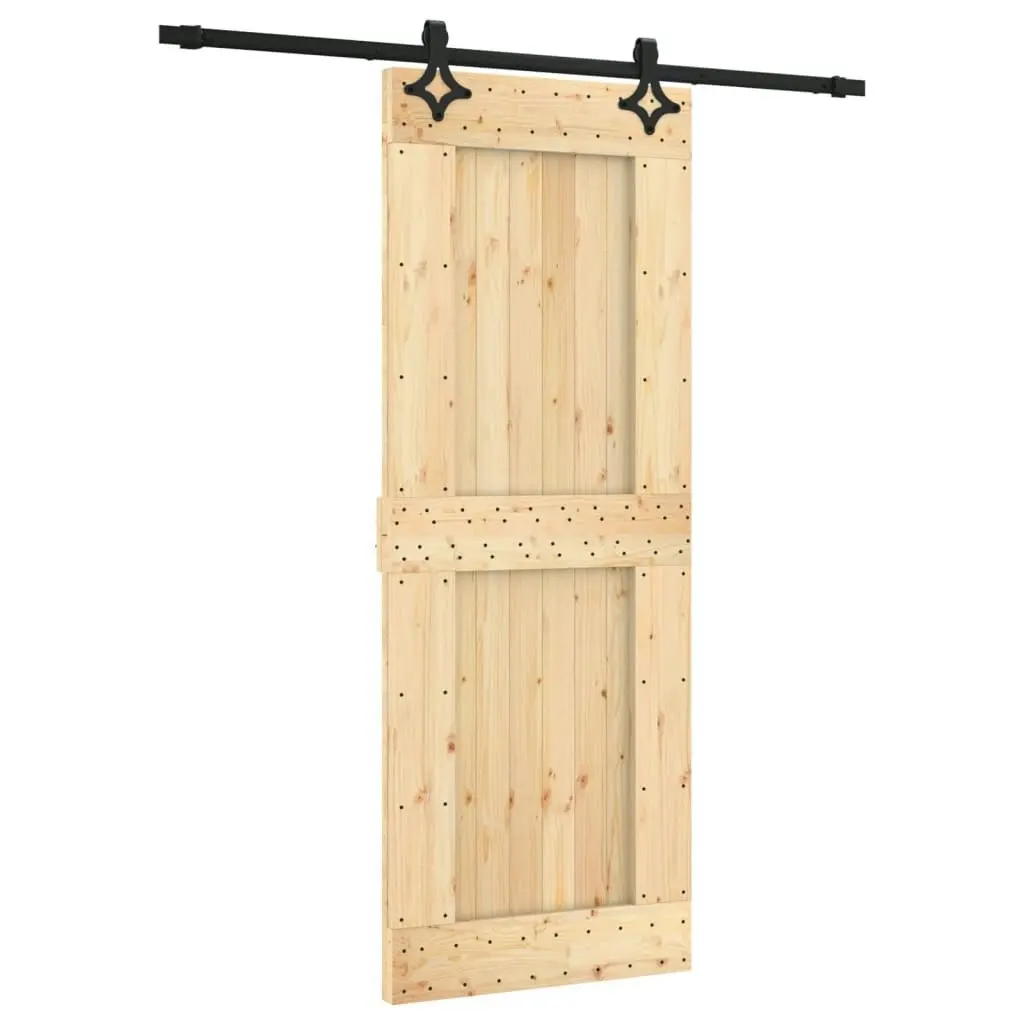 Sliding Door with Hardware Set 80x210 cm Solid Wood Pine 3203146