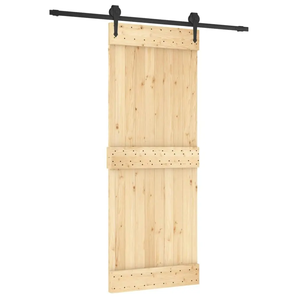 Sliding Door with Hardware Set 80x210 cm Solid Wood Pine 3203200