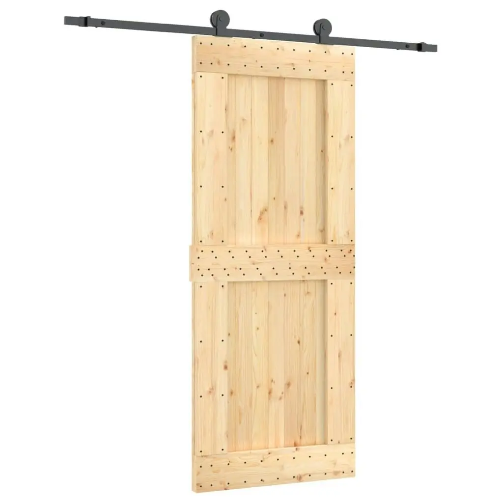 Sliding Door with Hardware Set 85x210 cm Solid Wood Pine 3203072