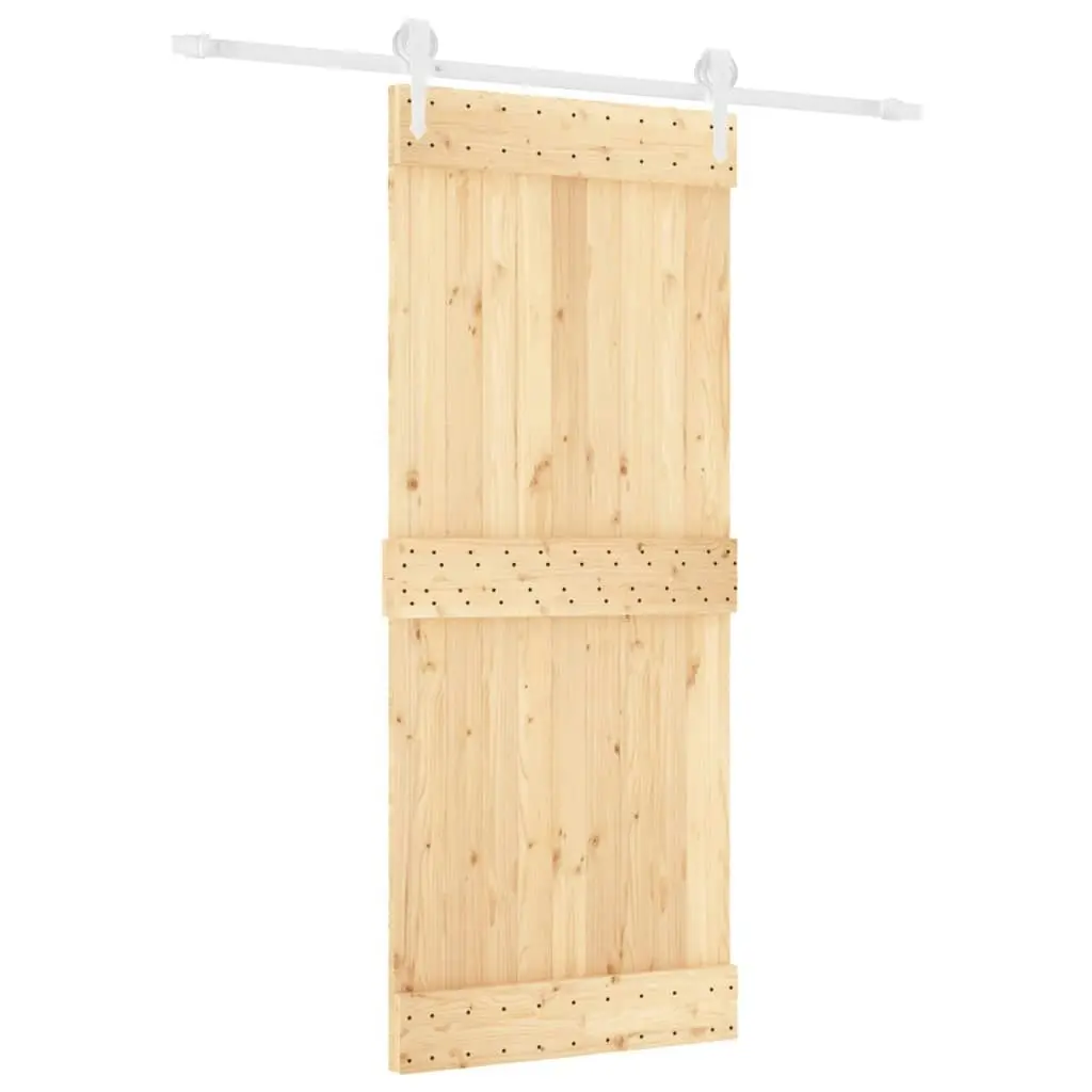 Sliding Door with Hardware Set 85x210 cm Solid Wood Pine 3203217