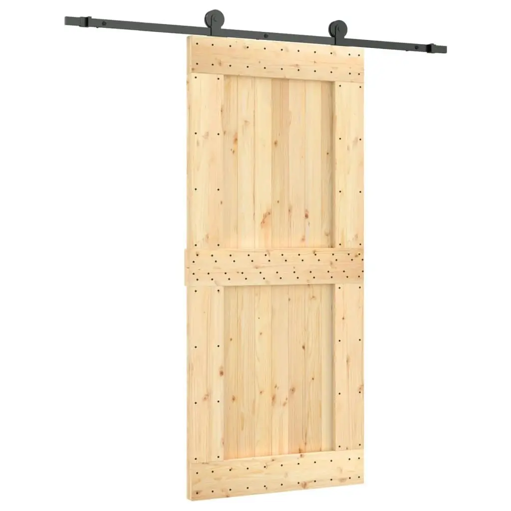 Sliding Door with Hardware Set 90x210 cm Solid Wood Pine 3203073