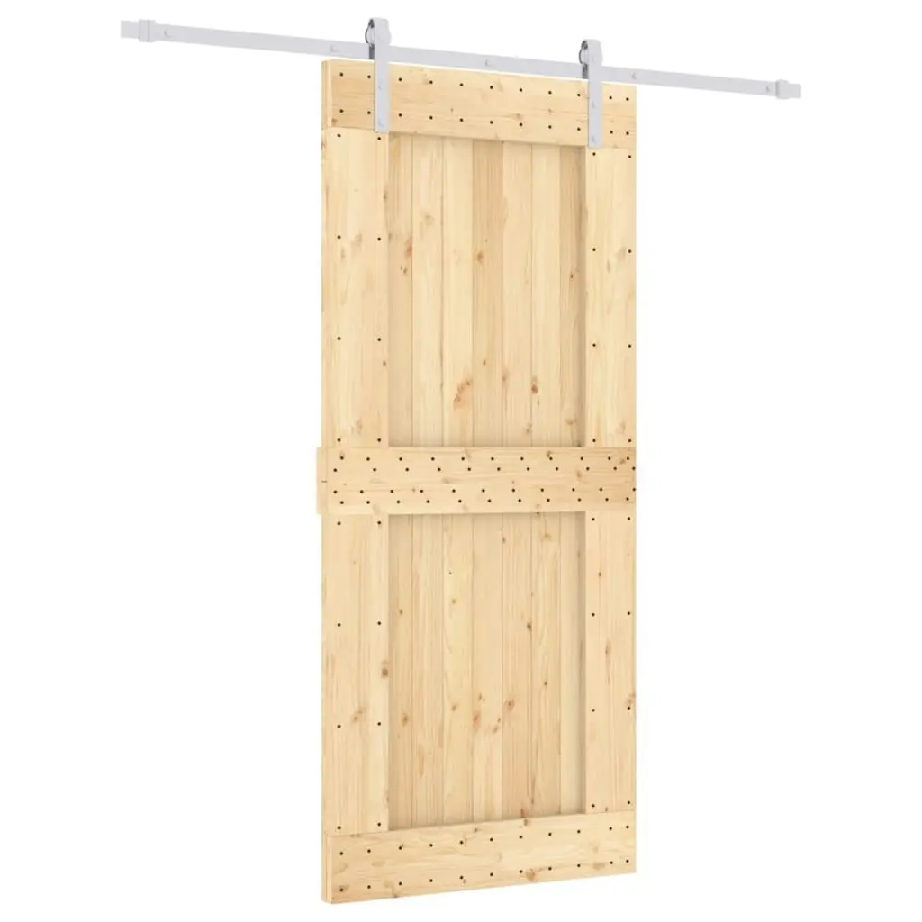 Sliding Door with Hardware Set 90x210 cm Solid Wood Pine 3203035