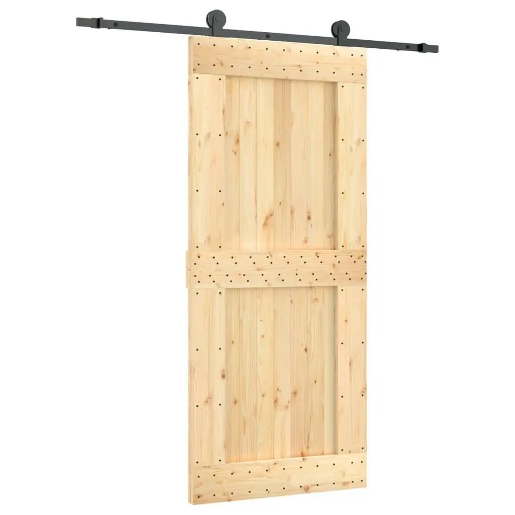 Sliding Door with Hardware Set 90x210 cm Solid Wood Pine 3203053