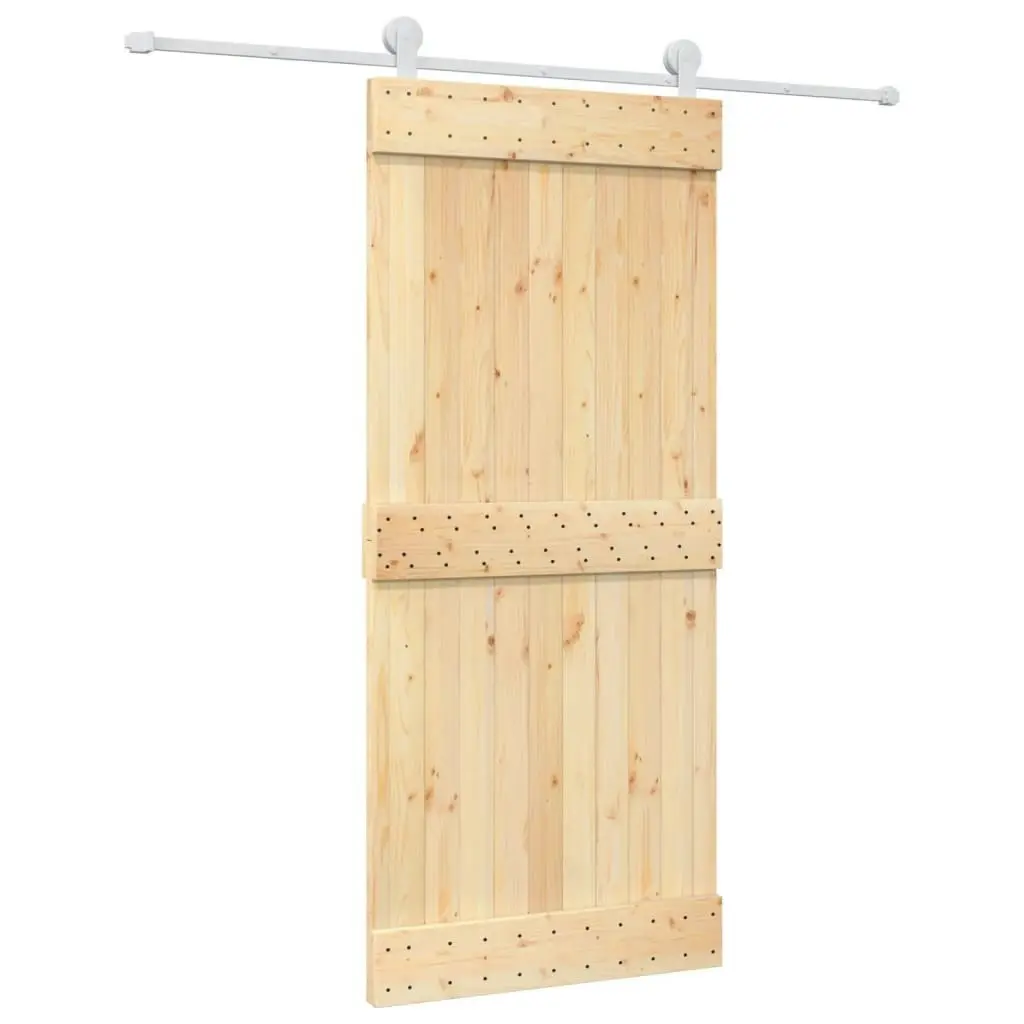 Sliding Door with Hardware Set 90x210 cm Solid Wood Pine 3203107