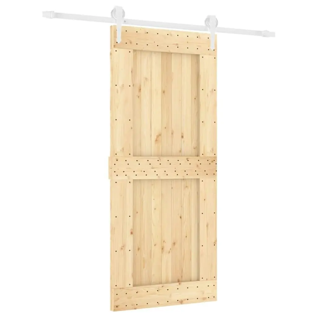 Sliding Door with Hardware Set 90x210 cm Solid Wood Pine 3203222