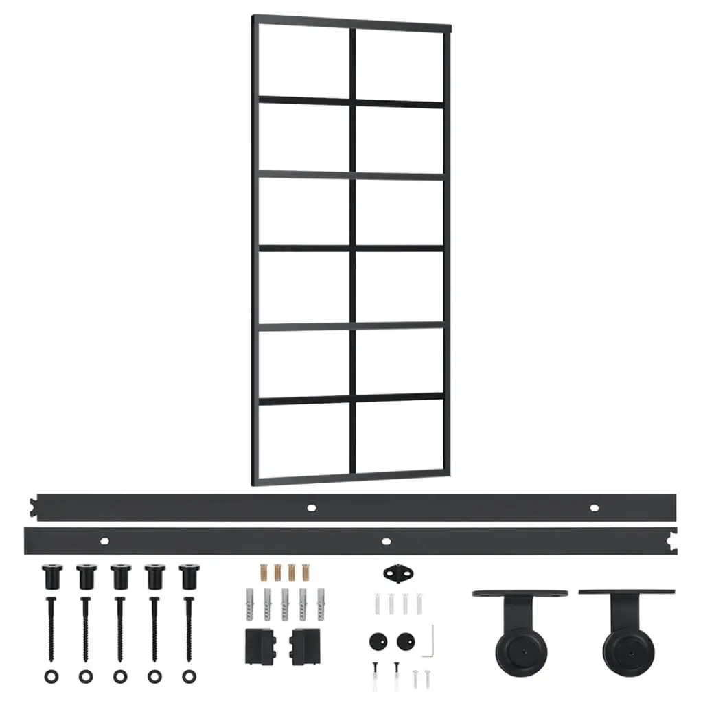 Sliding Door with Hardware Set ESG Glass&Aluminium 90x205 cm 3081959