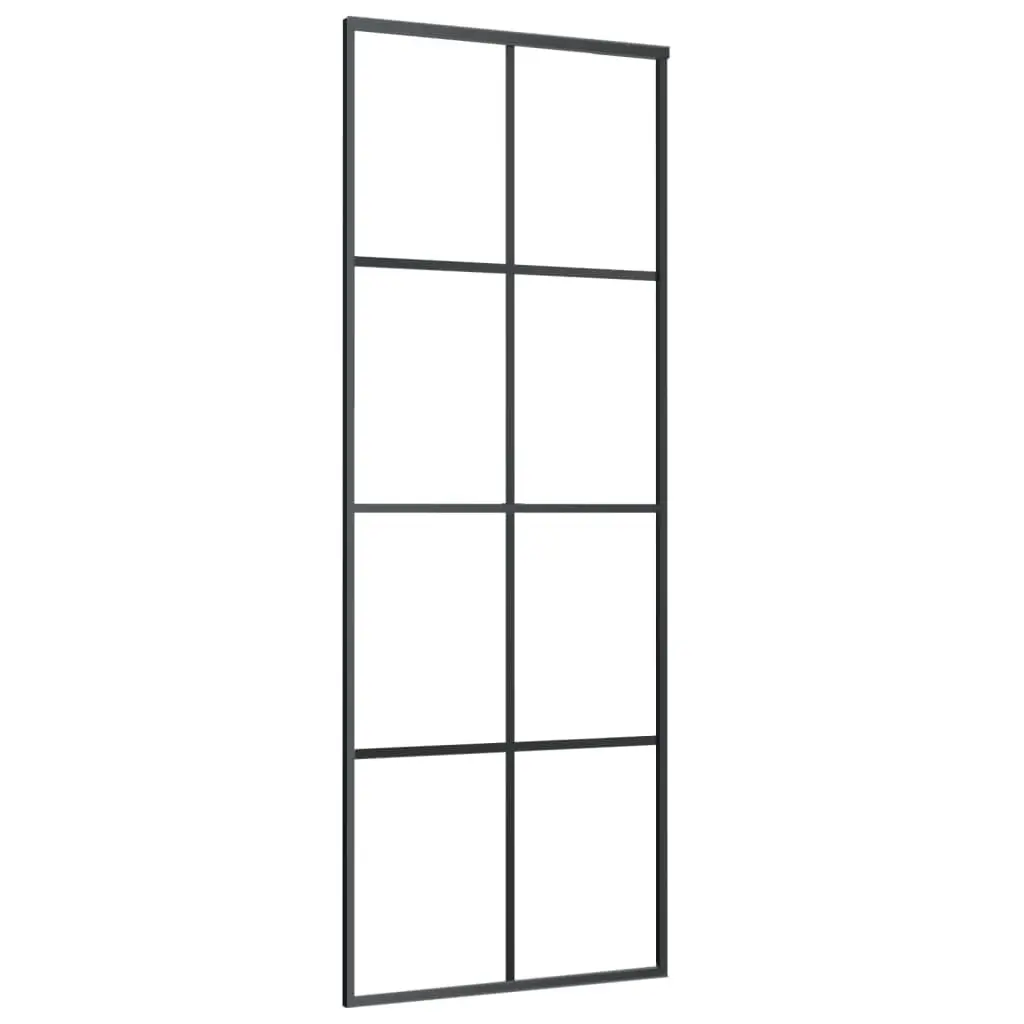 Sliding Door Aluminium and ESG Glass 76x205 cm Black 288064