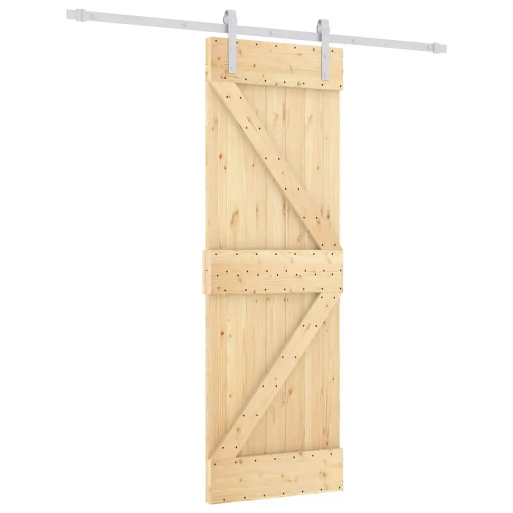 Sliding Door with Hardware Set 70x210 cm Solid Wood Pine 3203020