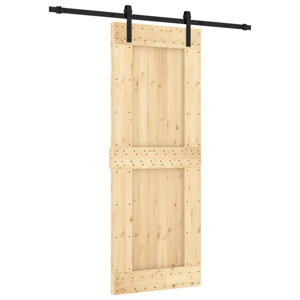 Sliding Door with Hardware Set 80x210 cm Solid Wood Pine 3202976