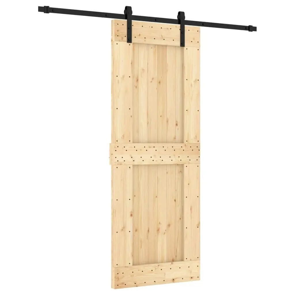 Sliding Door with Hardware Set 80x210 cm Solid Wood Pine 3202993