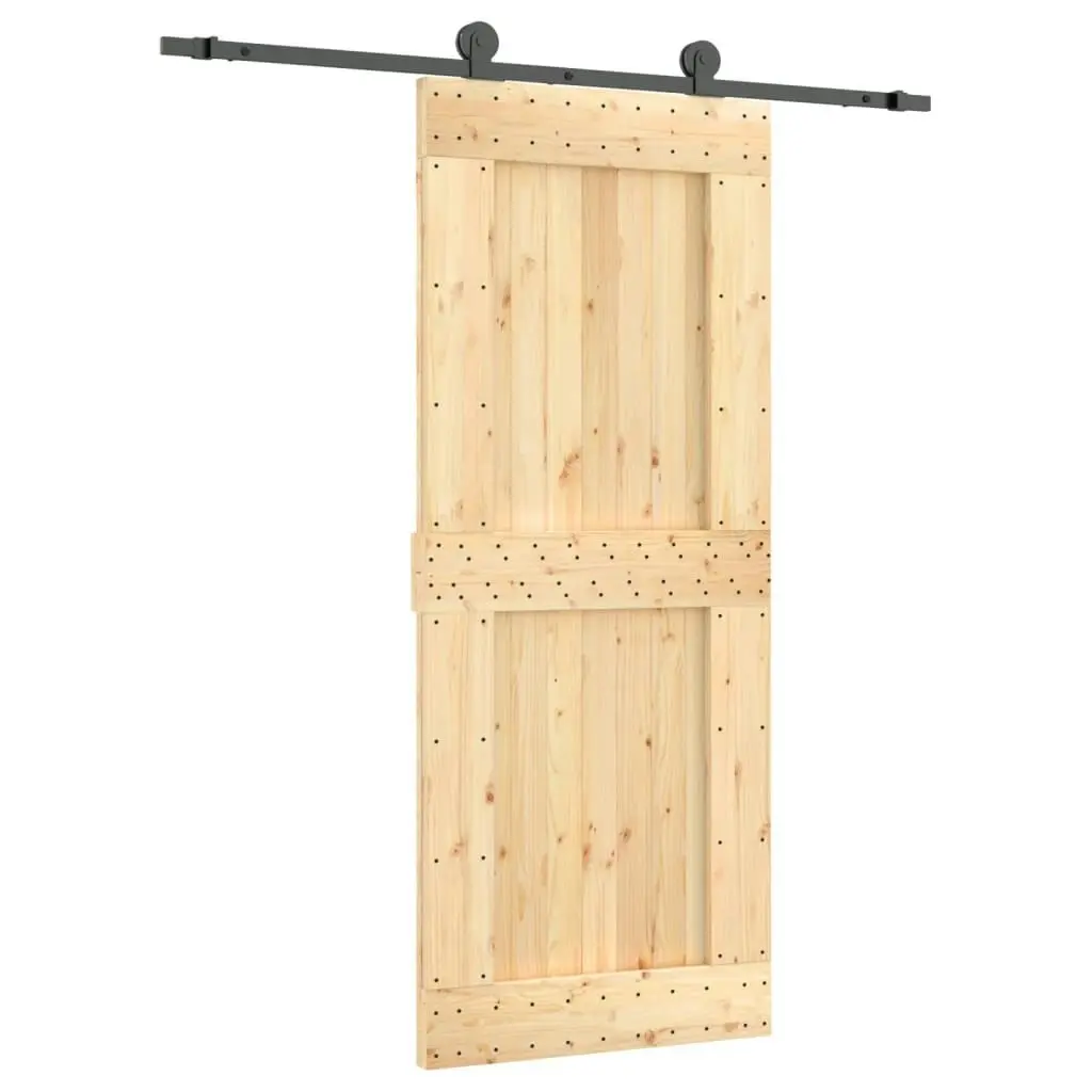 Sliding Door with Hardware Set 85x210 cm Solid Wood Pine 3203052