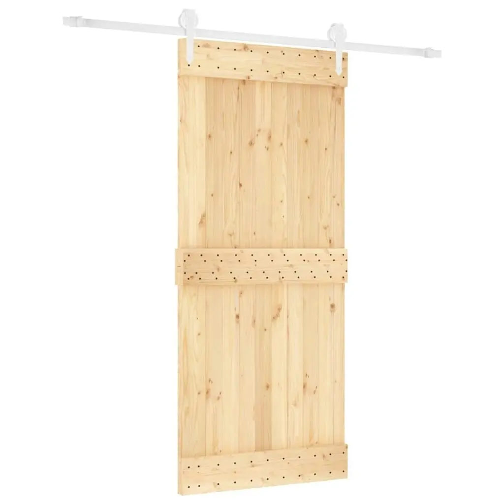 Sliding Door with Hardware Set 90x210 cm Solid Wood Pine 3203257