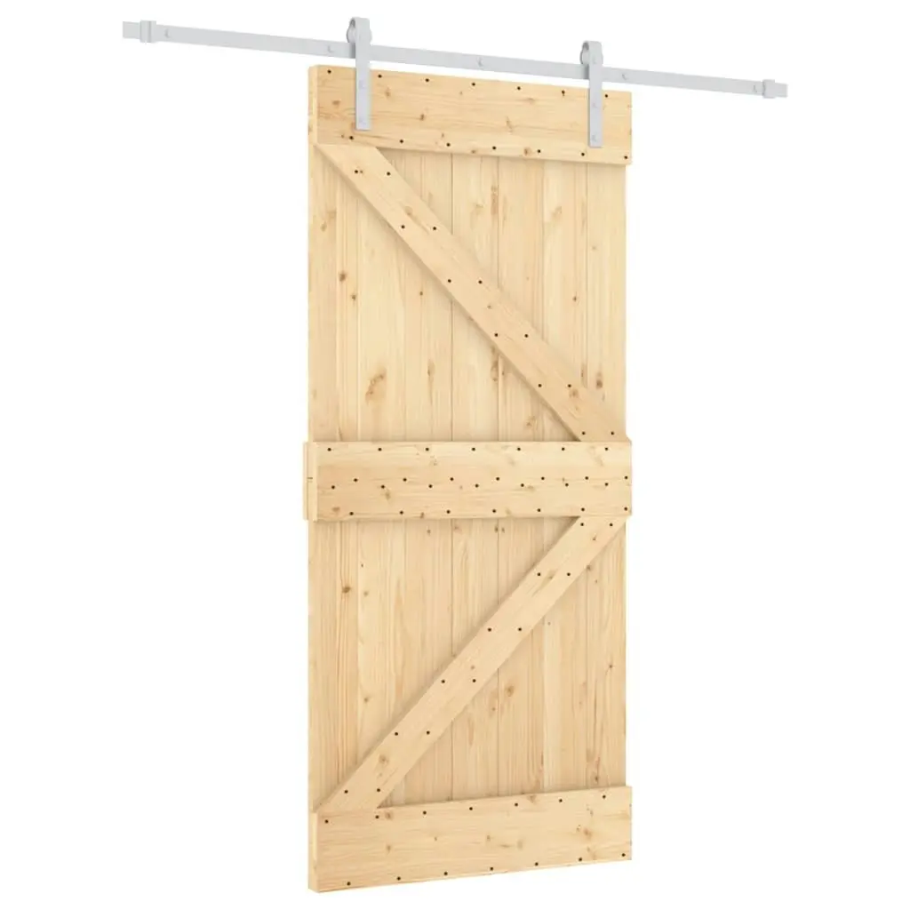 Sliding Door with Hardware Set 95x210 cm Solid Wood Pine 3203022