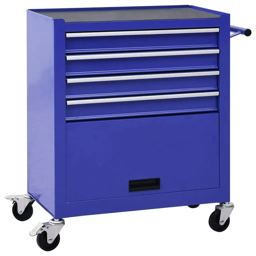 Tool Trolley with 4 Drawers Steel Blue 147188