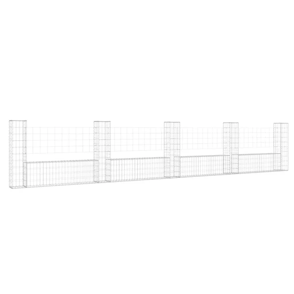 U-shape Gabion Basket with 5 Posts Iron 500x20x100 cm 151278