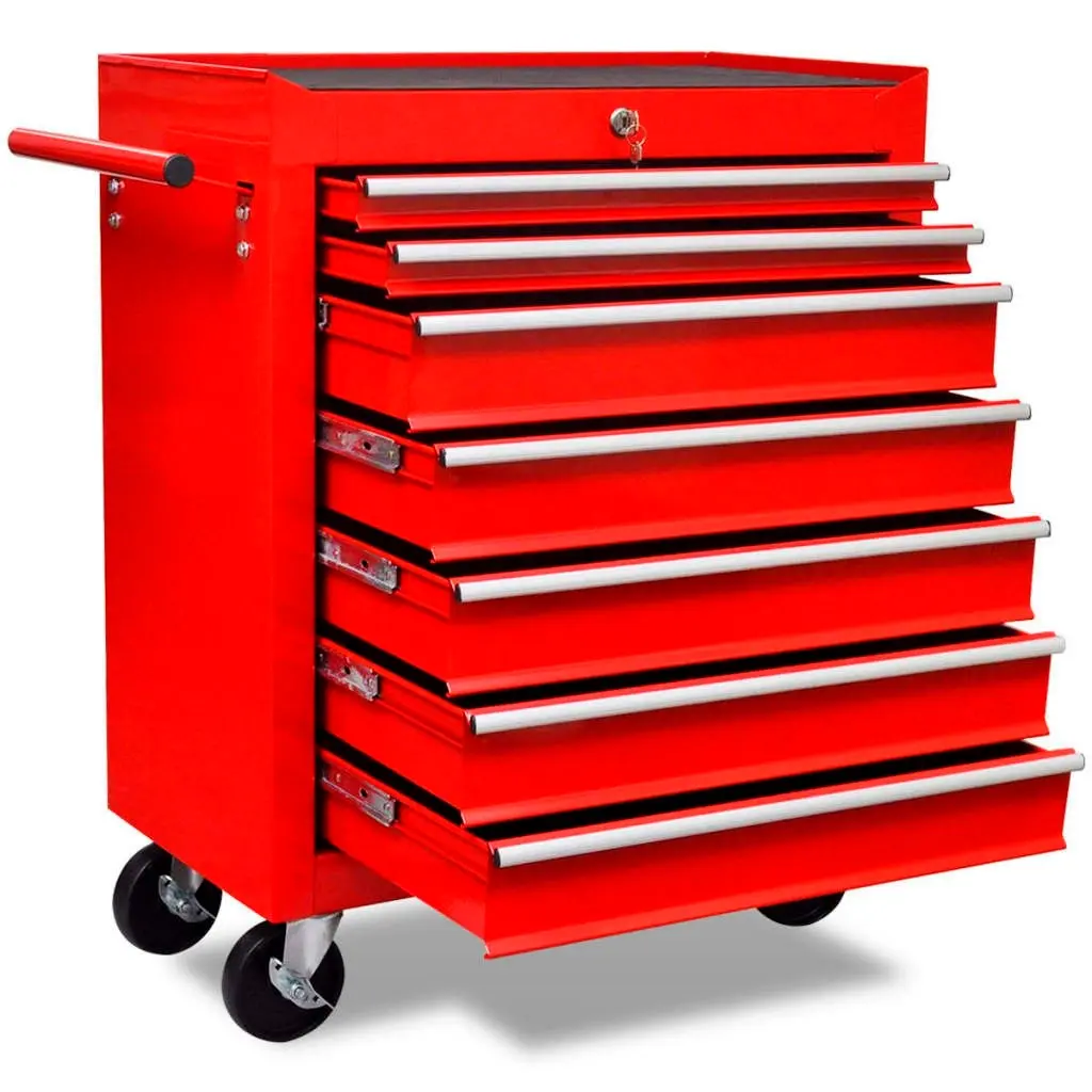 Workshop Tool Trolley 7 Drawers Red 141955