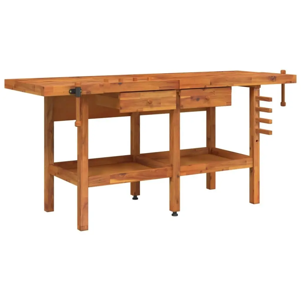 Workbench with Drawers and Vices 192x62x83 cm Solid Wood Acacia 153325