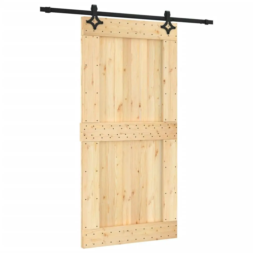 Sliding Door with Hardware Set 100x210 cm Solid Wood Pine 3203150