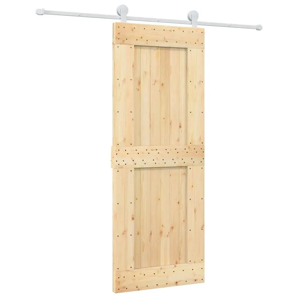 Sliding Door with Hardware Set 80x210 cm Solid Wood Pine 3203111