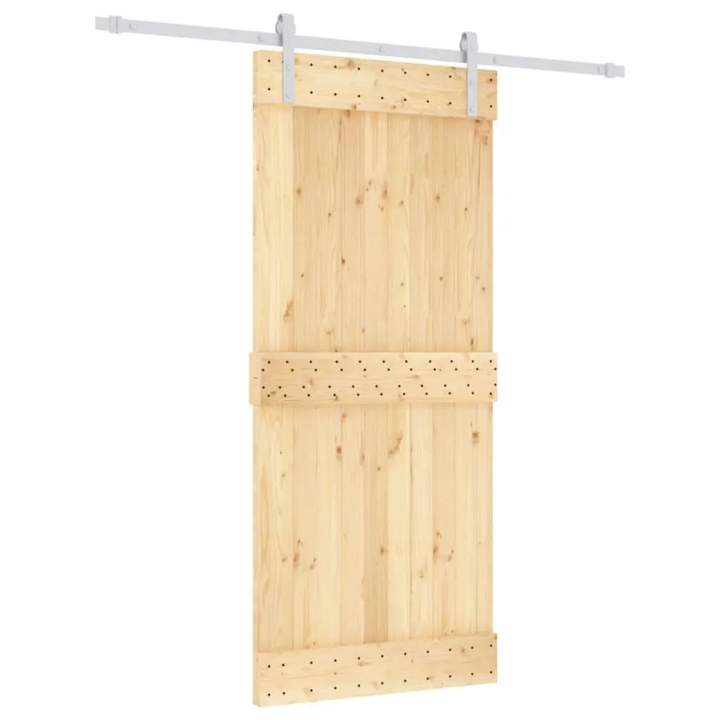 Sliding Door with Hardware Set 90x210 cm Solid Wood Pine 3203029