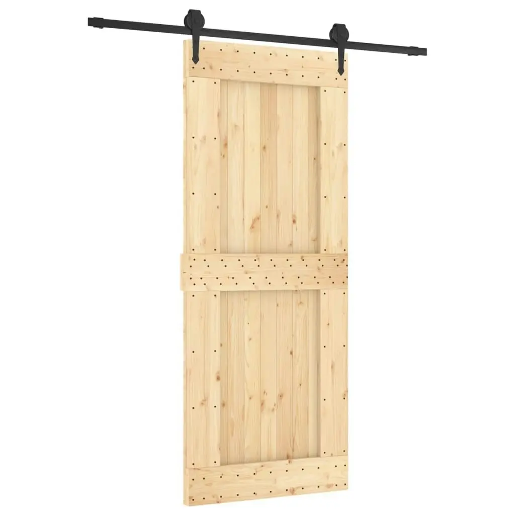 Sliding Door with Hardware Set 85x210 cm Solid Wood Pine 3203205