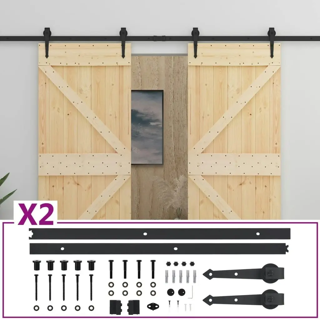 Sliding Door with Hardware Set 90x210 cm Solid Pine Wood 3057589