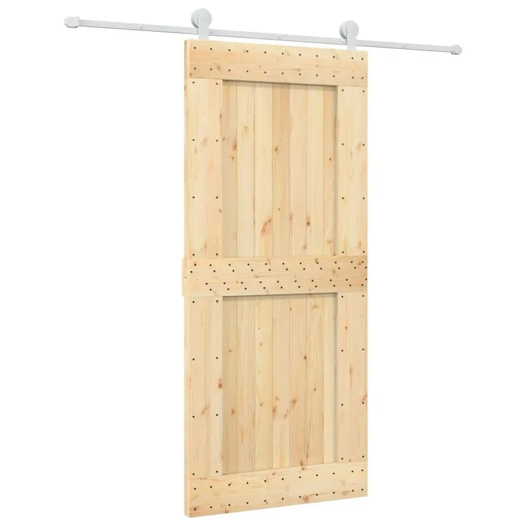 Sliding Door with Hardware Set 90x210 cm Solid Wood Pine 3203113