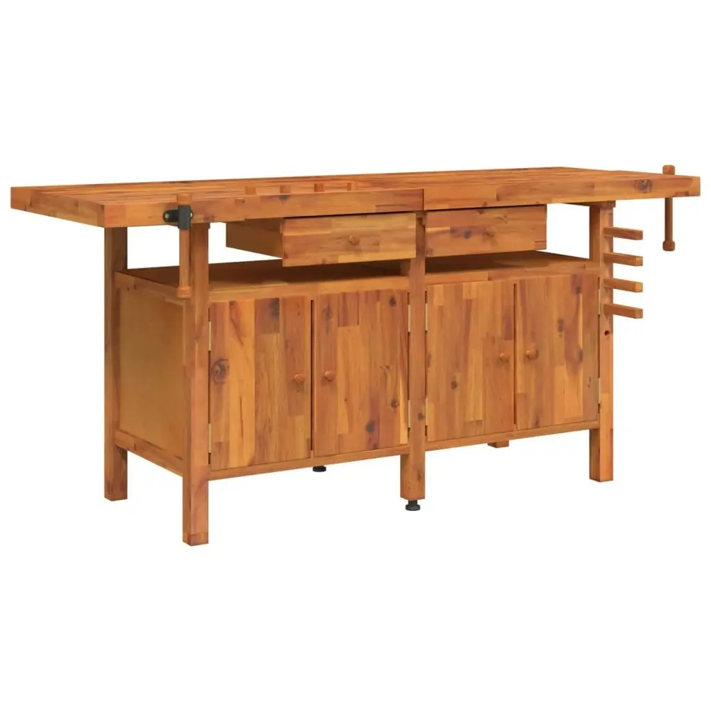 Workbench with Drawers and Vices 192x62x83 cm Solid Wood Acacia 153326