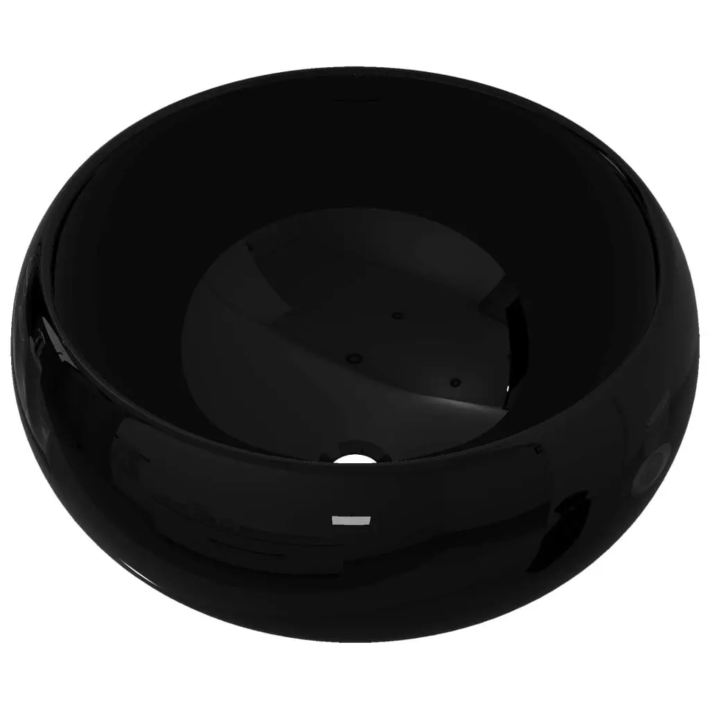 Basin Ceramic Round Black 40x15 cm 142735