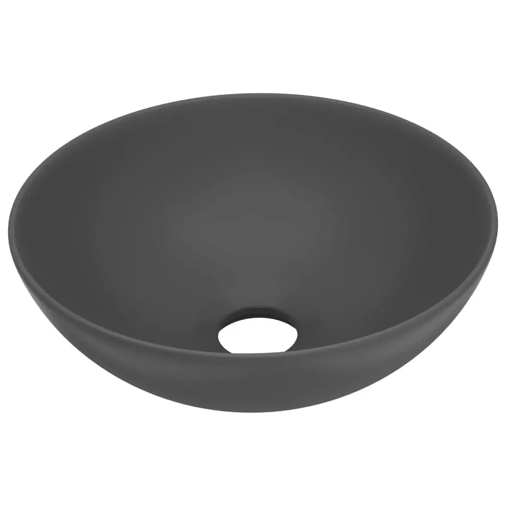 Bathroom Sink Ceramic Dark Grey Round 146983