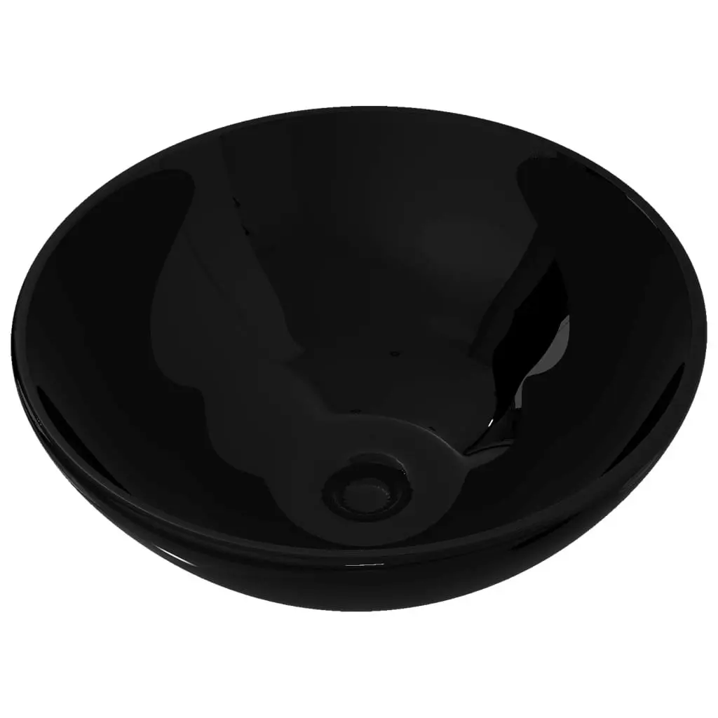 Ceramic Bathroom Sink Basin Black Round 141929