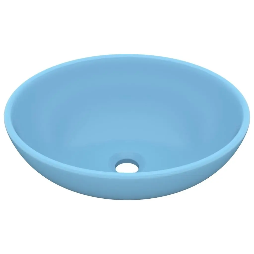 Luxury Basin Oval-shaped Matt Light Blue 40x33 cm Ceramic 146923