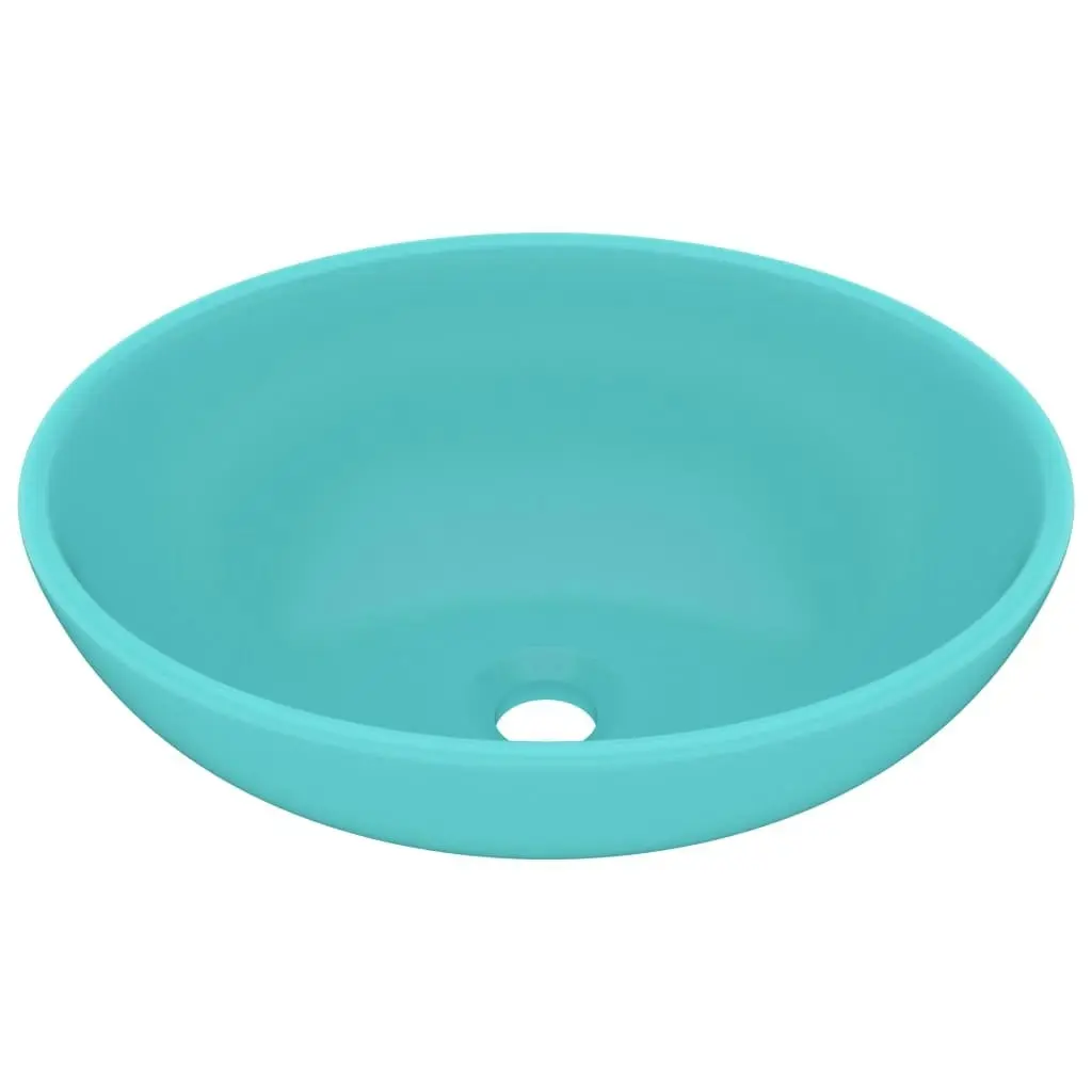 Luxury Basin Oval-shaped Matt Light Green 40x33 cm Ceramic 146925