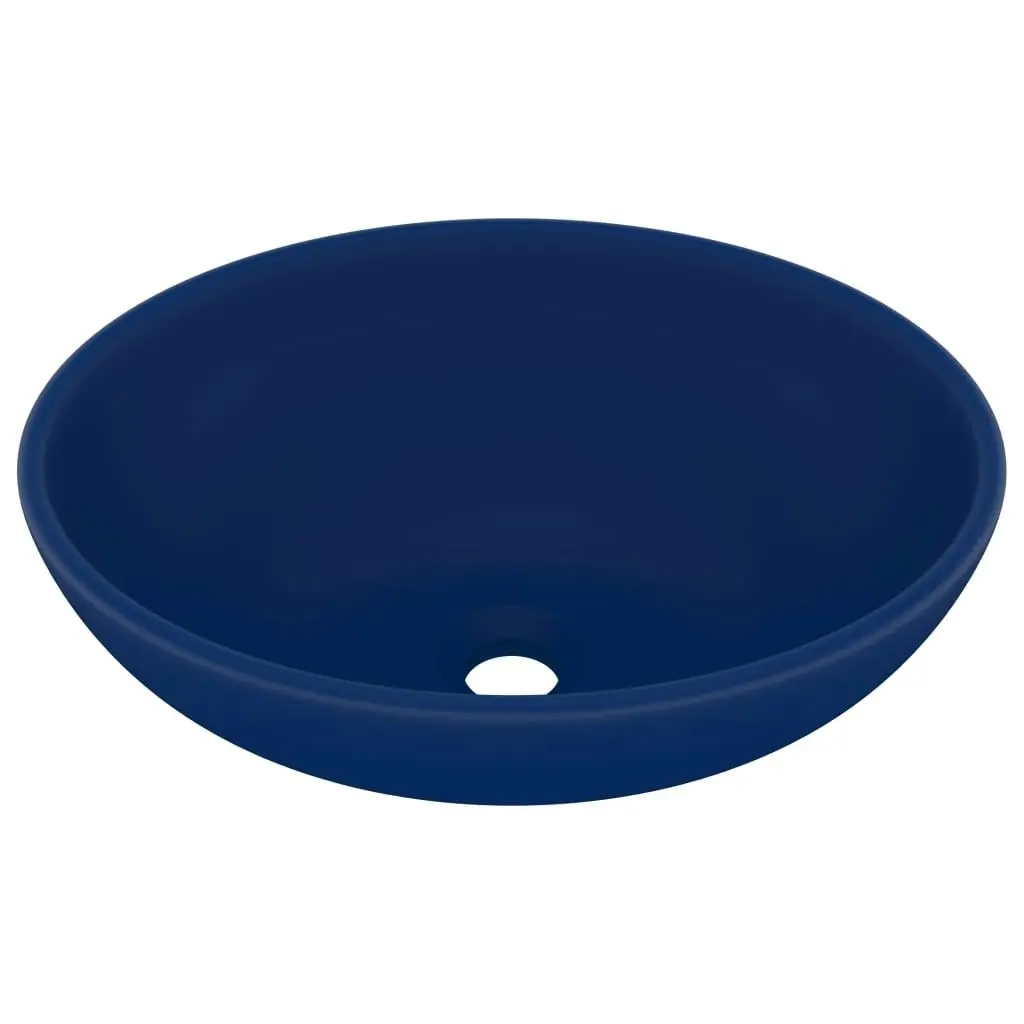 Luxury Basin Oval-shaped Matt Dark Blue 40x33 cm Ceramic 146924