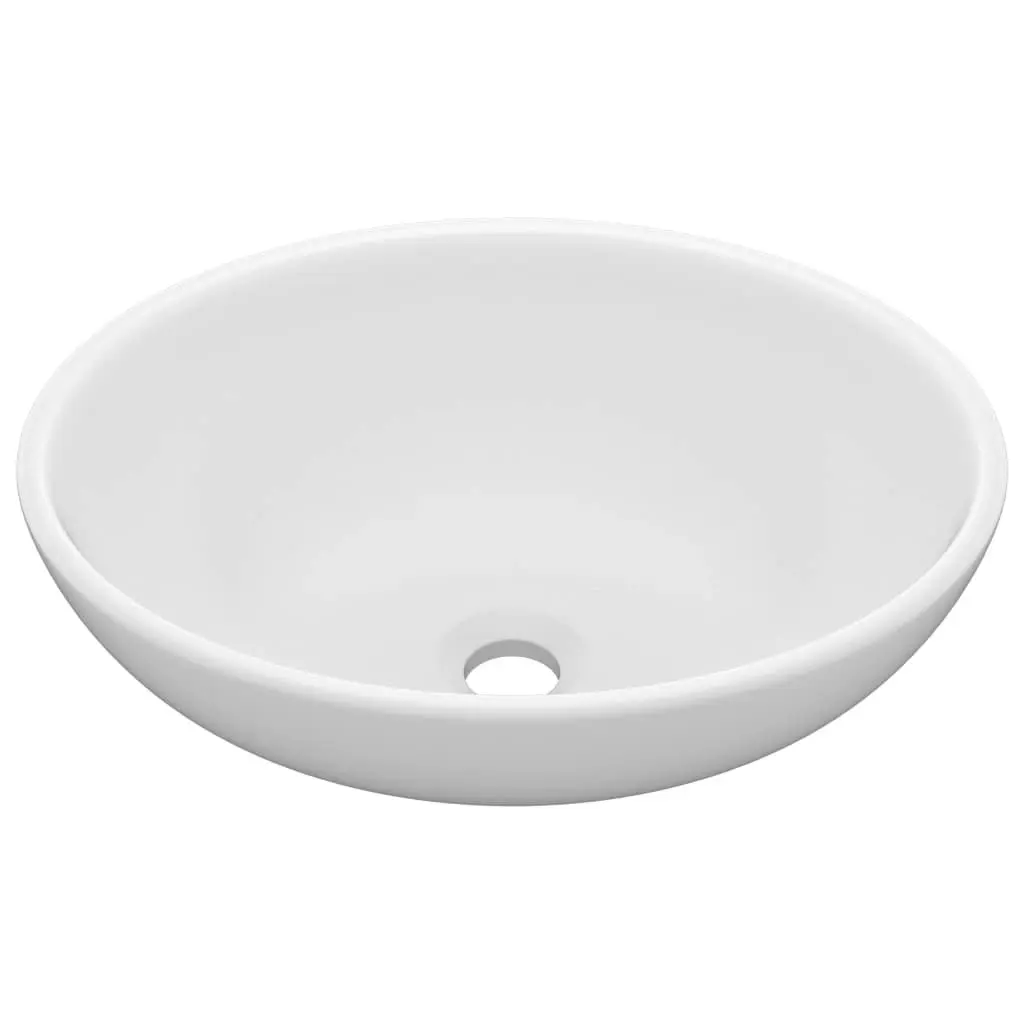 Luxury Basin Oval-shaped Matt White 40x33 cm Ceramic 146921