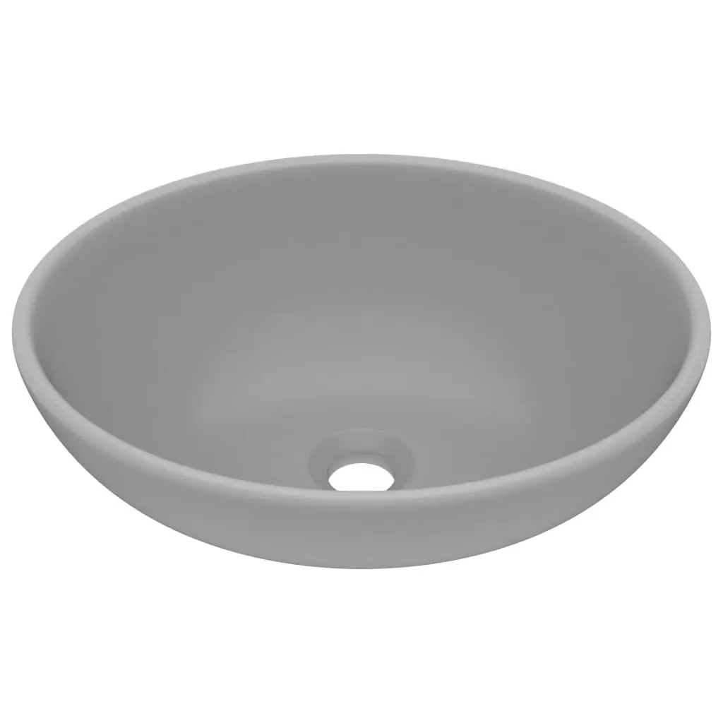 Luxury Basin Oval-shaped Matt Light Grey 40x33 cm Ceramic 146927