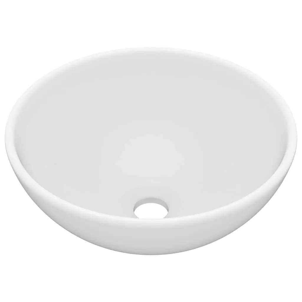 Luxury Bathroom Basin Round Matt White 32.5x14 cm Ceramic 146965