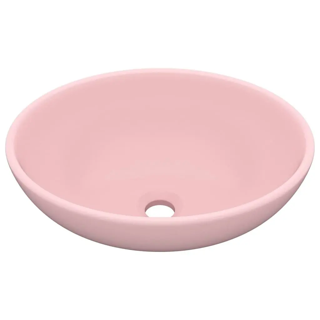 Luxury Basin Oval-shaped Matt Pink 40x33 cm Ceramic 146922