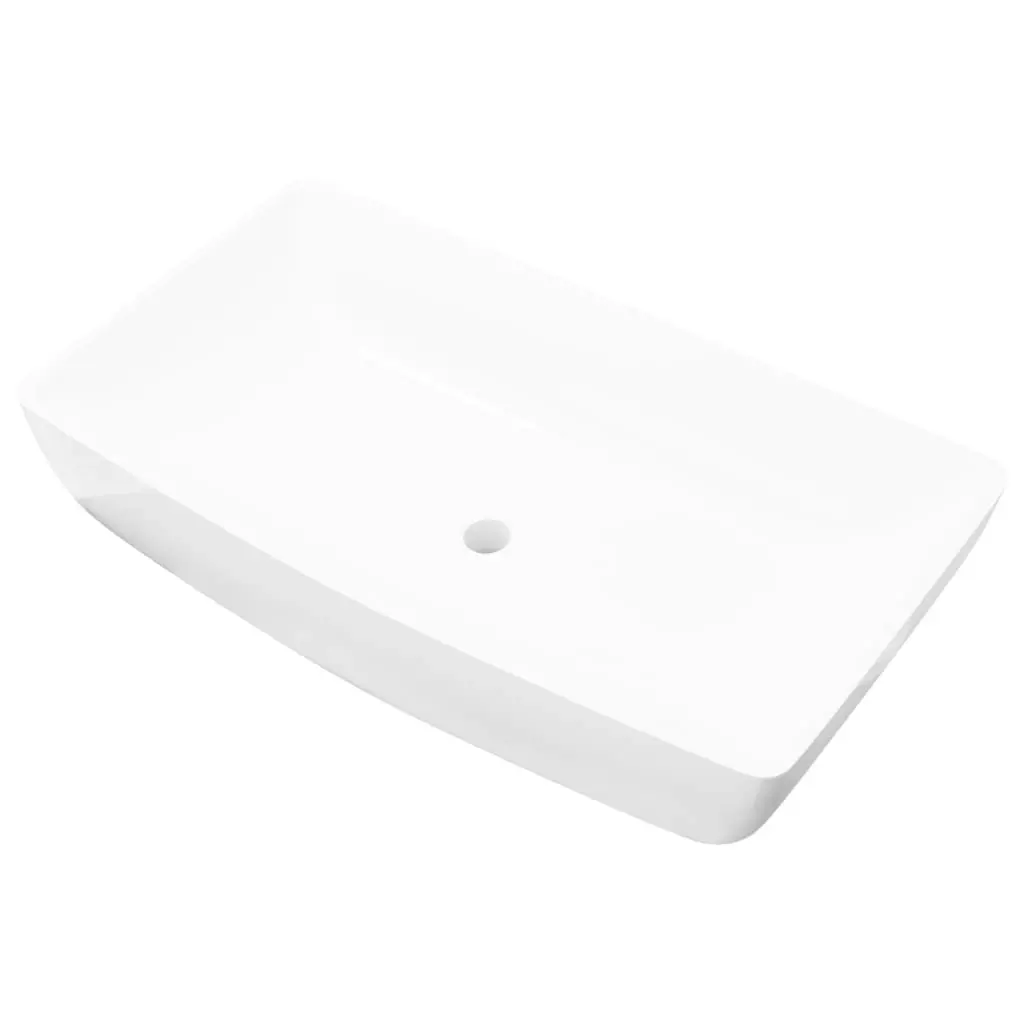 Luxury Ceramic Basin Rectangular Sink White 71 x 39 cm 140691