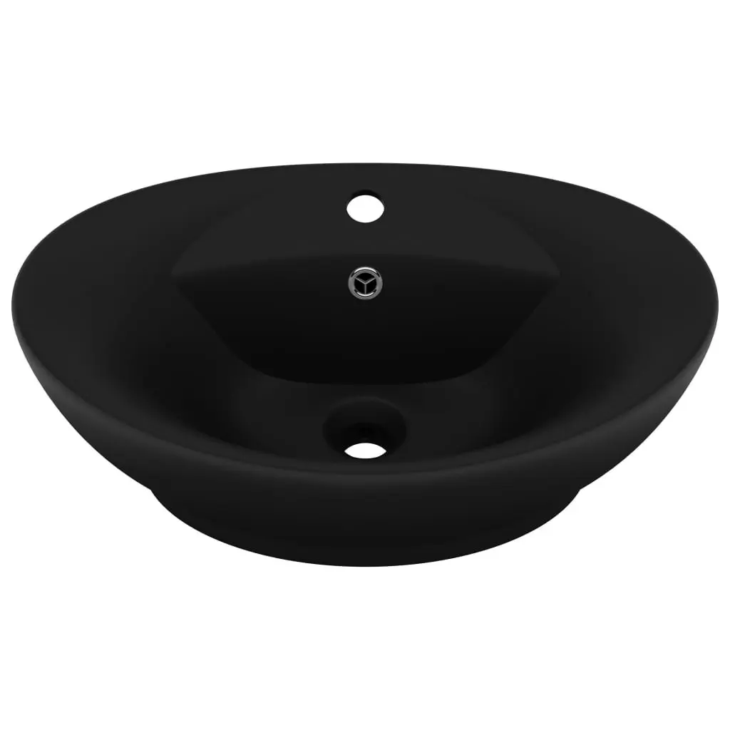 Luxury Basin Overflow Oval Matt Black 58.5x39 cm Ceramic 146942