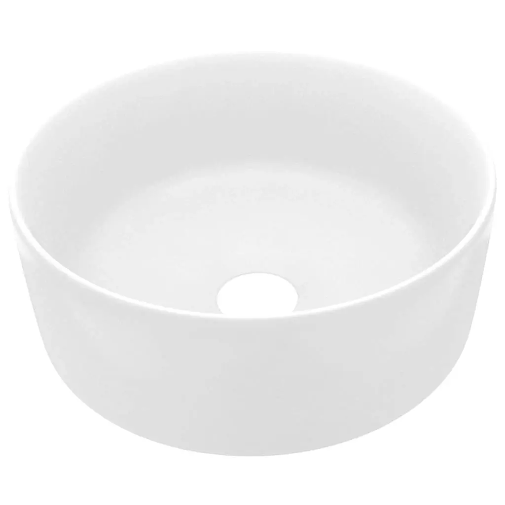 Luxury Wash Basin Round Matt White 40x15 cm Ceramic 147009