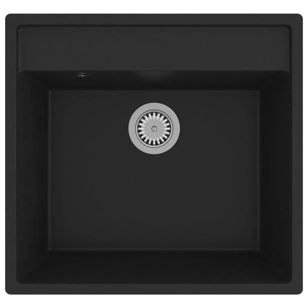 Kitchen Sink with Overflow Hole Black Granite 150997