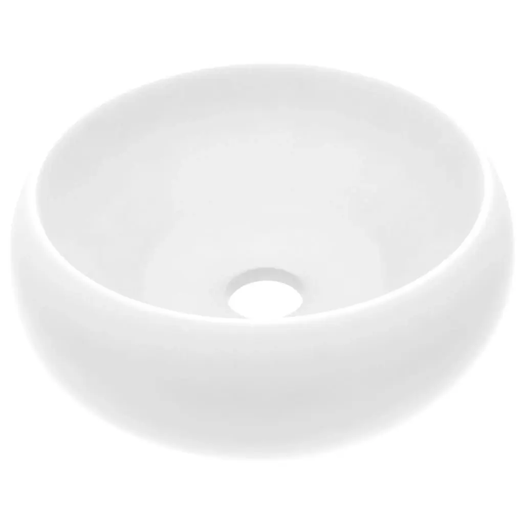 Luxury Wash Basin Round Matt White 40x15 cm Ceramic 146998