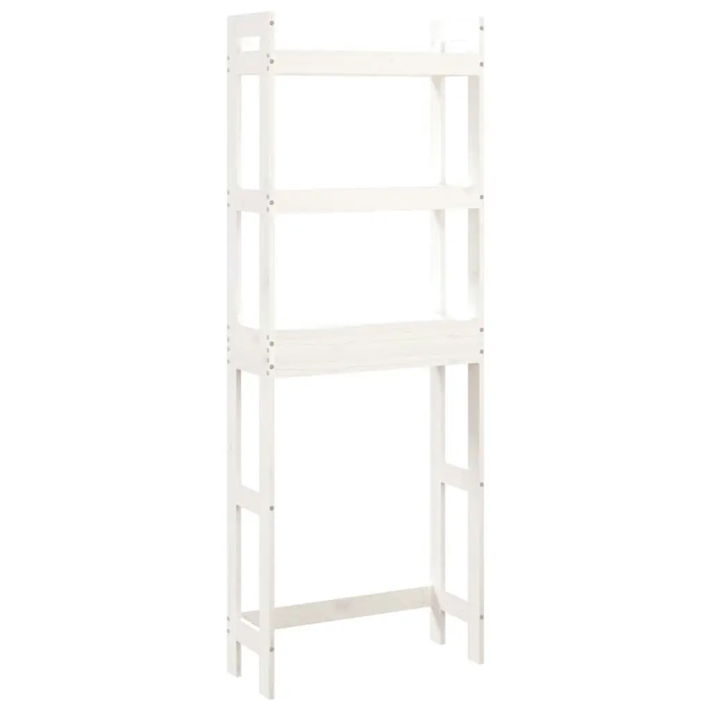 Toilet Rack White 63x26x171 cm Solid Wood Pine 824659