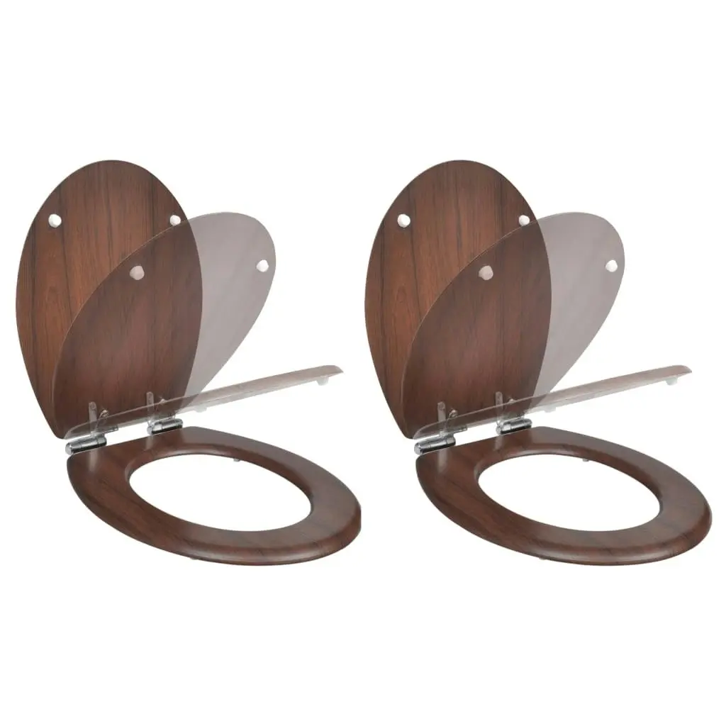 Toilet Seats with Soft Close Lids 2 pcs MDF Brown 275906