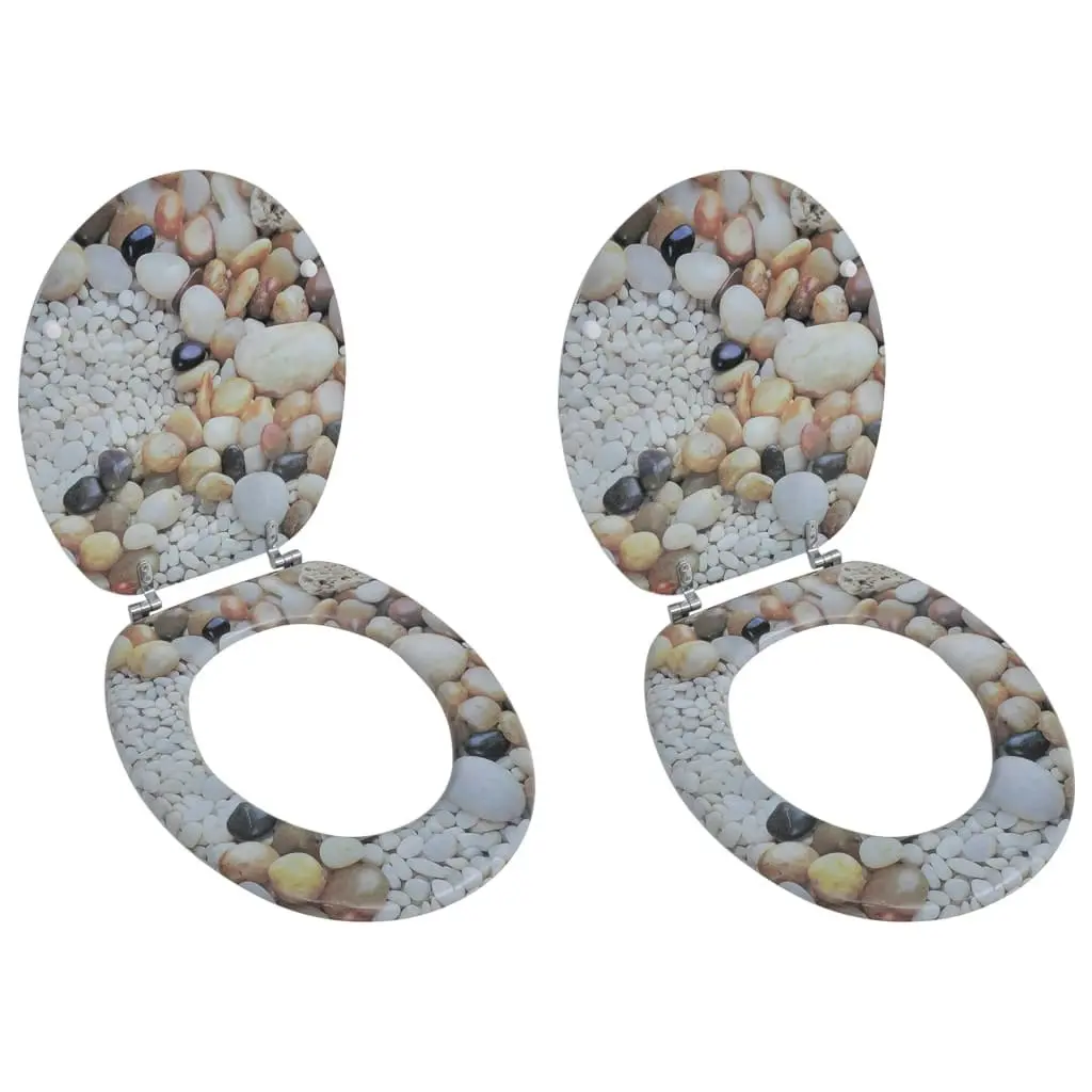 Toilet Seats with Lids 2 pcs MDF Pebbles 275918