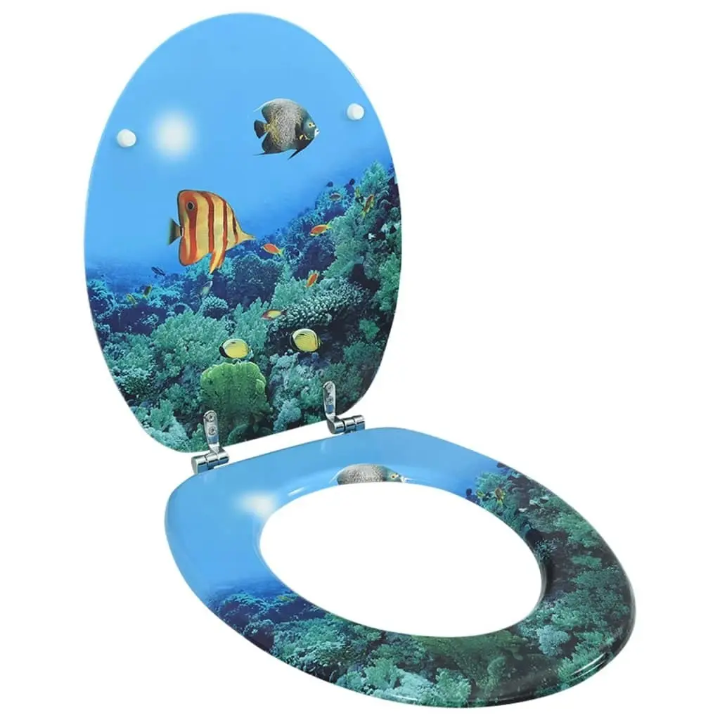 WC Toilet Seat with Lid MDF Deep Sea Design 146909