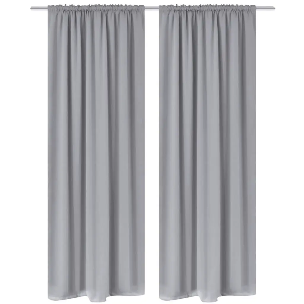 2 pcs Grey Slot-Headed Blackout Curtains 135 x 245 cm 130376