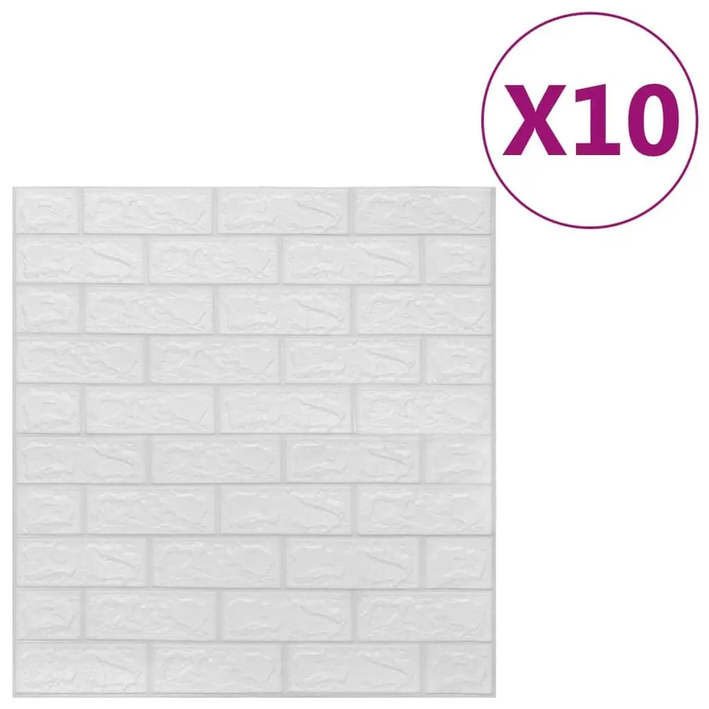 3D Wallpaper Bricks Self-adhesive 10 pcs White 150718